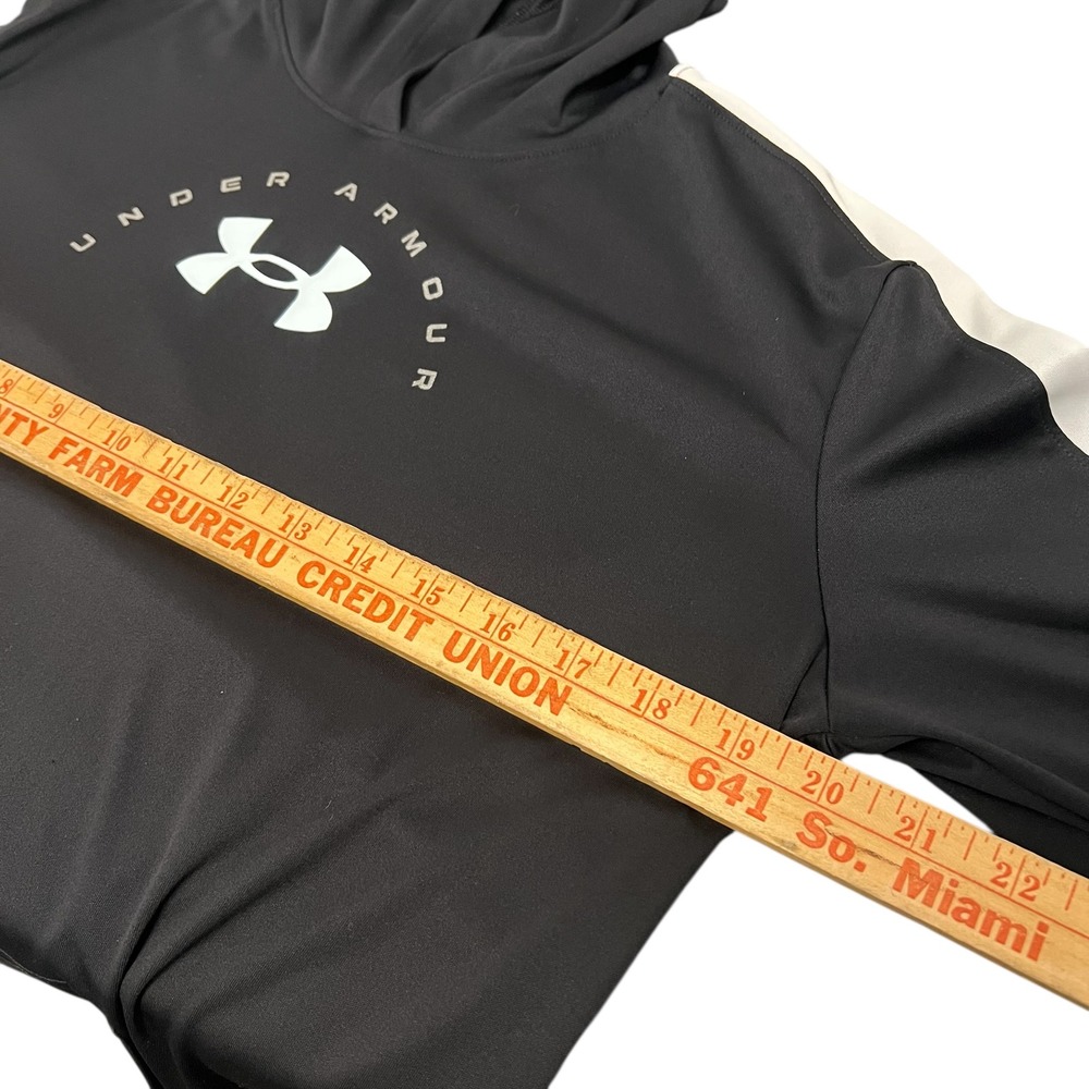Under Armour Kids Youth YXL Black White Heatgear Hoodie Long Sleeve Pullover‎ - Picture 3 of 7